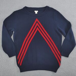 J.Crew Sweater Womens XL Navy Red Chevron Stripe Crewneck Cotton Pullover C3497